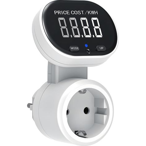 Wattmètre Prise Compteur d'Énergie, Compteur Électrique, Prise Consommation Electrique, Mesure Consommation Electrique pour W, KWh, Price, Cost/KWH, Écran Rotatif 45°, Rétroéclairé, 3680W Max (1/5)