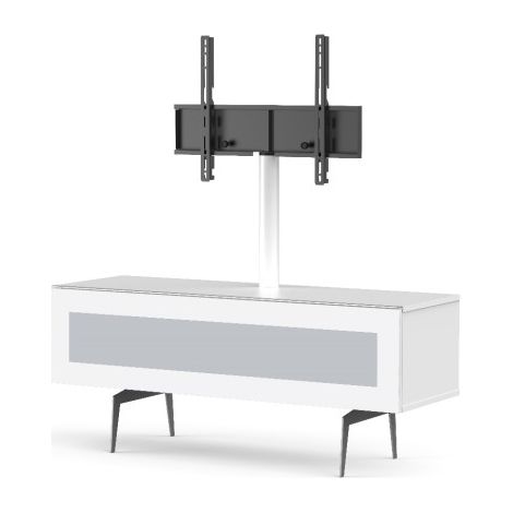 Meuble TV avec support écran verre infrarouge et mélaminé blanc Sarama 120 cm (1/5)