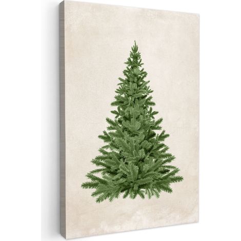 CUADRO EN LIENZO Árbol de Navidad - Verde - Navidad - Vacaciones Cuadros Grande 80x120 cm