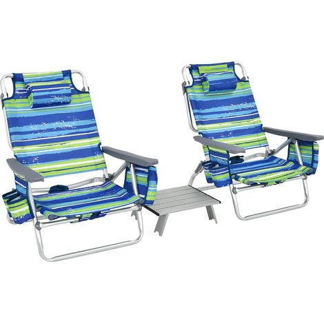 Juego de 2 sillas de camping plegables dimensiones 60/101 x 68 x 29/84 cm cómodo asiento ergonómico contemporáneo en PVC azul 200019611