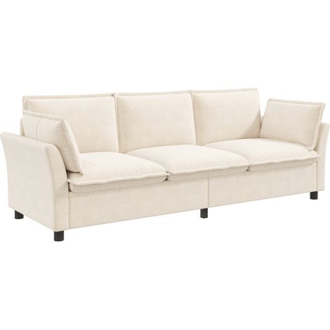 Ensemble canapé modulable 3-2-1 en tissu chenille beige avec structure robuste (1/5)