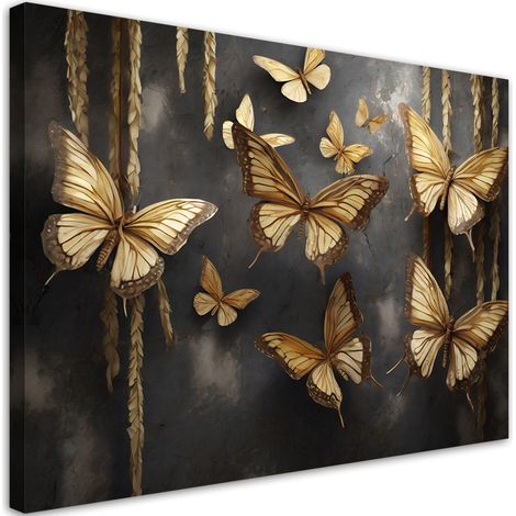 Tableau sur toile Tableau sur toile Papillons dorés 60x40 (1/5)