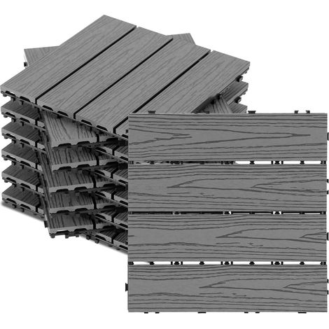 TolleTour Lote de 66 baldosas para terraza WPC de 4 listones, 6 m², 30 x 30 cm, baldosas encajables, compuesto de madera, Antracita (1/5)