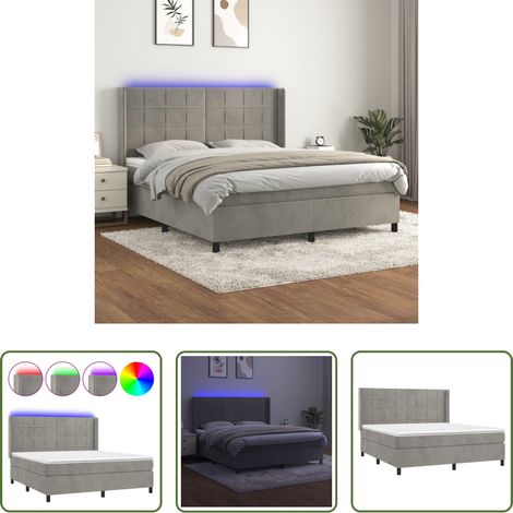 vidaXL Matelas à ressorts ensachés -  Sommier à lattes de lit matelas et LED Gris clair 160x200 cm (1/5)