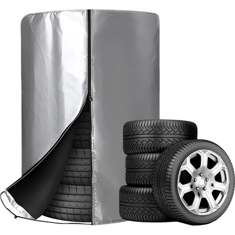 Argenté,210D Oxford ,85 x 120cm, Housses Pneus Auto Universelle Housse Pneu Etanche A l'eau Pneus Housse Stockage Anti Poussière Couverture de Sac de Pneu Fermetures Eclair pour 4 Pneus