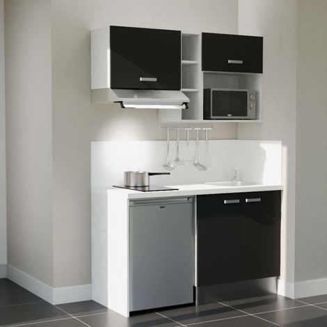 Kitchenette K13L-PT - 140 cm - plan stratifié, évier inox, électroménager inclus