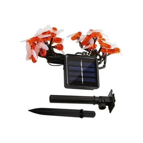 Guirlande lumineuse solaire à 20 LED étanches, motif abeilles artificielles, décoration extérieure pour jardin ou Noël, blanc chaud (1/5)