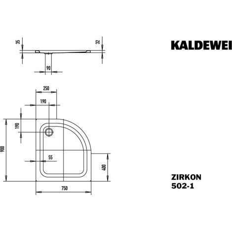KALDEWEI 455600011001 DW ZIRKON Mod.502-1, 750 x 900