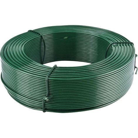 Fil métallique plastifié 2 mm x 100 m – Métal résistant antirouille – Pour fixation clôtures et plantations – Couleur verte – (1/2)