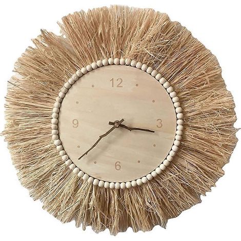 Handgefertigte Wandkunst DIY Große Wanduhr Nadeln Stroh Wanduhr im nordischen Stil