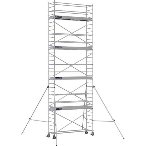 DUARIB - Échafaudage roulant aluminium Docker – Version lisses – Largeur 85 cm – Hauteur max 11,90 m – Longueur 2,05 / 2,54 / 2,95 m - Hauteur de plateau 7,9 m - L 2,95 x l 0,85 m