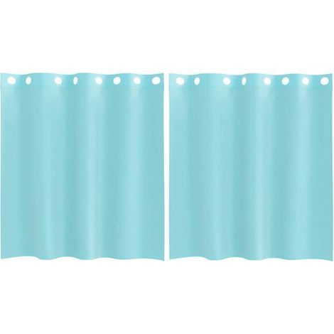 Ensemble de deux rideaux transparents turquoise à œillets (1/5)