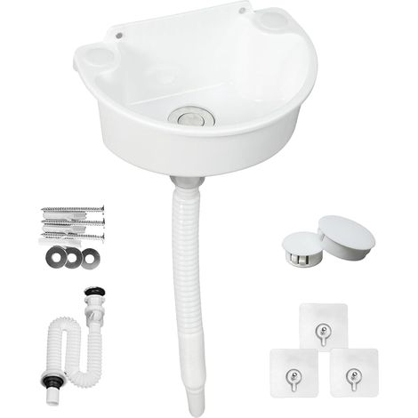Évier en plastique, évier de camping, évier utilitaire, lavabo, évier simple en plastique avec tuyau et bouchon de vidange pour jardin, garage, sous-sol, camping-car, cave, chantiers (1/5)