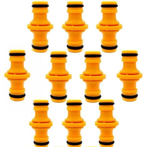 Lot de 10 connecteurs de tuyau doubles mâles pour raccorder un tuyau d'arrosage et un système d'irrigation. (1/4)