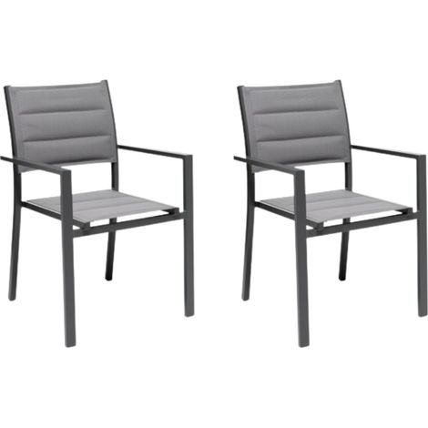 GLOUPIE Set 2 Poltrone Da Esterno Alamos In Alluminio Verniciato Antracite, Impilabile, 57 x 58 x H 86 Cm, Seduta In Textilene (1/5)