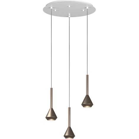 Lampadario Moderno Aygo Metallo Bianco E Bronzo 3 Luci Gu10