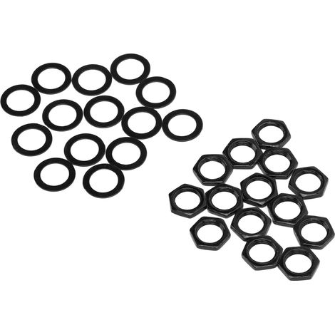 Muttern-Unterlegscheiben-Set Instrumentenbuchsen-Anschlussbefestigungen für E-Gitarre, Bass, M9 Innengewinde, Schwarz (1/5)