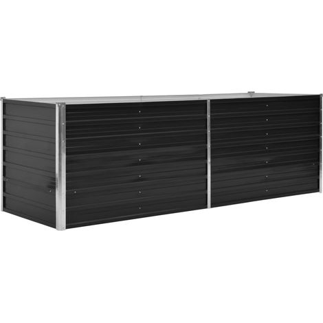 Fioriera rialzata piante fiori giardino 240 x 80 x 77 cm acciaio zincato antracite 020001144