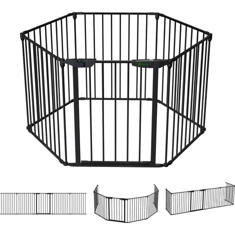 VOUNOT® VOUNOT Kaminschutzgitter Freistehend mit Tür, 375cm inkl. 6 Elementen, Schwarz (1/5)