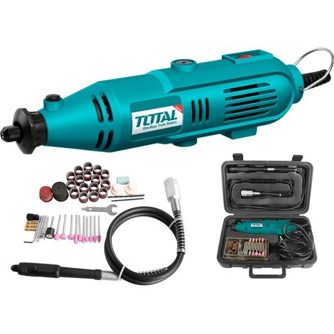 Mini amoladora 130W 3.2MM Total TG501032 (INCLUYE EJE FLEXIBLE, ACCESORIOS Y MALETIN)
