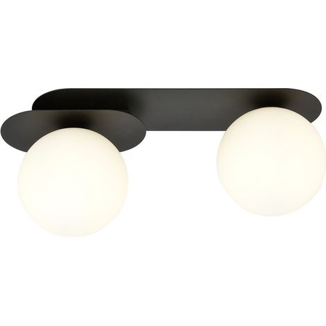 Lampada a Soffitto Plaza, Acciaio verniciato a polvere, Vetro, Nero, Bianco, 45x18x14 cm (1/5)
