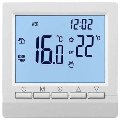 16A manual electric radiator thermostat – White on black negative display – Programming 5+2 weeks – Anti-freeze function (1/3)