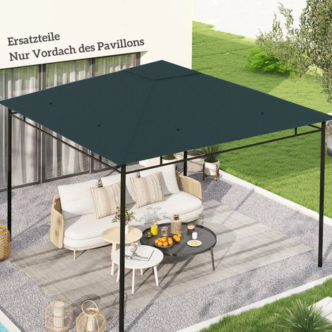 Toit remplacement kiosque jardin Polyester - Dimensions: 2,98x2,95 m - Couleur: Gris foncé