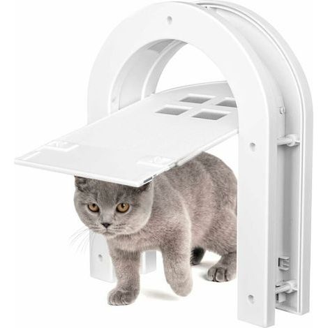 Chatière, chatière silencieuse à 2 voies, installation facile, porte pour animaux de compagnie durable et verrouillable, adaptée à toutes les portes, liberté et sécurité pour votre chat (blanc) (1/5)