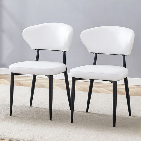 Chaise ergonomique à dossier courbe-blanc-minimaliste-confort remarquable-lot de 2-50x45x80cm (1/5)