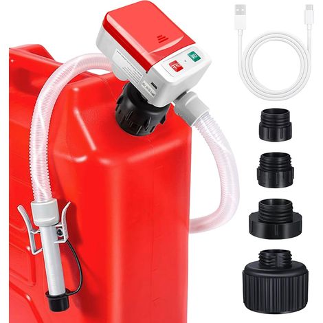 Pompe à carburant avec capteur d'arrêt automatique, pompe de transfert de carburant (12 L/min) USB pompe électrique à essence avec 4 tailles d'adaptateurs et tuyau, pompe de (1/5)