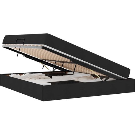 Maison Exclusive - Aufbewahrungsbett mit Matratze Schwarz 160 x 2