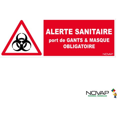 Panneau Alerte sanitaire - Gants et masque obligatoire - 450x150mm - 4064406