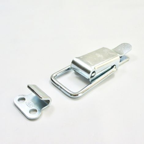Loqueteau pour meuble en acier zingué blanc – Dimensions 82 x 32,5 mm – Résistant à la corrosion – Pour caisses de transport en bois – Ajile