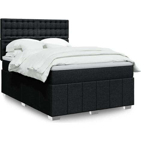 Boxspringbett mit Matratze Schwarz 140x200 cm Stoff