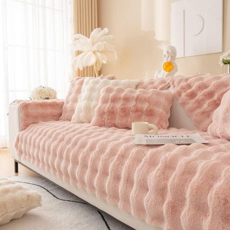 Plaid doux en fausse fourrure Rose 90x160cm antidérapant