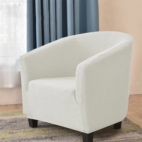 Jacquard Housse de Canapé Tub Chair Housse Fauteuil Club Extensible Lavable Antidérapant(Blanc) (1/3)