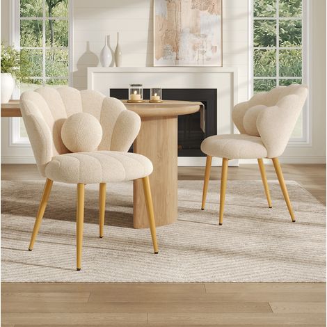 Juego de 2 sillas de comedor 60x62,5x83 cm tela peluche beige y patas doradas - CHICFURN (1/5)