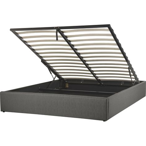 Ottoman Bed without Headboard Fabric DINAN 160 x 200 cm (EU King Size) Dark Grey