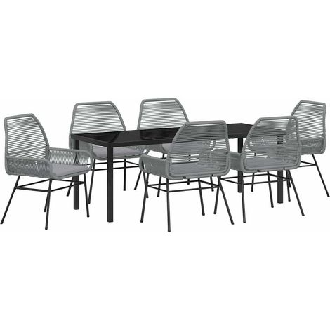 Maison Exclusive - Set da Pranzo per Giardino con cuscino 7 pcs Grigio polyrattan