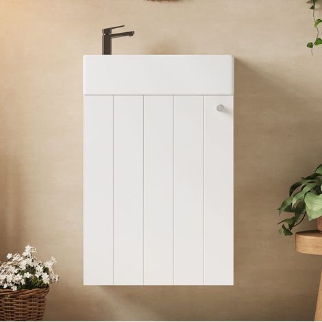 Meuble vasque mural 41 x 23 x 62,5 cm avec porte Soft-Close blanc HAVRYA (1/5)