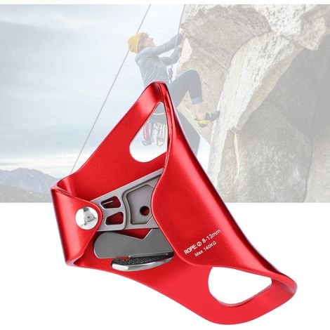 Bruststeigklemme für Bergsteigen, Kletterausrüstung, Abseilausrüstung, Seilklemme für 8-13 mm (Rot) (1/5)