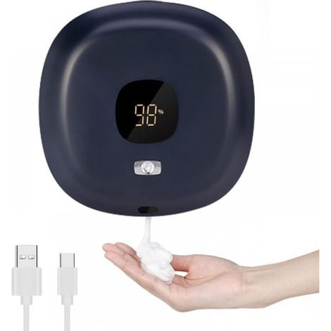 Automatic soap dispenser, 300ml touchless wall-mounted soap dispenser, USB rechargeable soap dispenser for bathroom, kitchen, office, school (Dark Blue) (1/5)