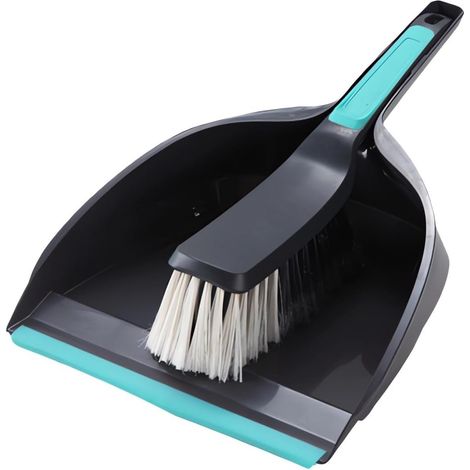 Brosse - Pelle A Poussiere - Ensemble De Nettoyage Pour Bureau Et Clavier - Rangement Accroche - Poignee Ergonomique - Noir - 2 Pieces (1/5)