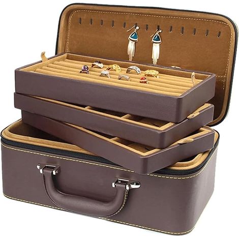 Boîte de Rangement de Bijoux, Valise à Bijoux, boîte à Bijoux Professionnelle Portable, boîte de Rangement de Bijoux Multicouche séparable (1/5)