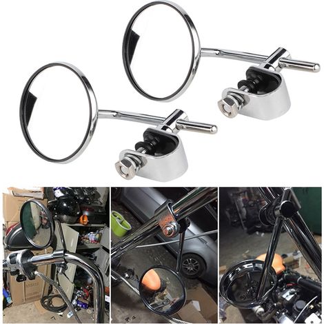 Rétroviseur intérieur vintage rond réfléchissant modifié pour moto (argenté) (1/5)