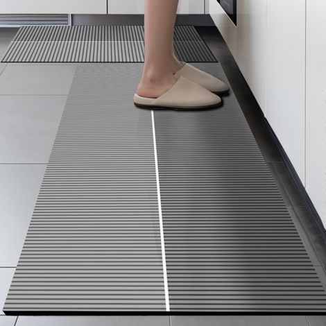 LAN Küchenmatte aus Kieselgur mit grauen Streifen (3 x 4020 cm), saugfähige Kieselgur-Fußmatte, leicht zu reinigen, rechteckige, rutschfeste Matte für den Heimgebrauch (1/5)