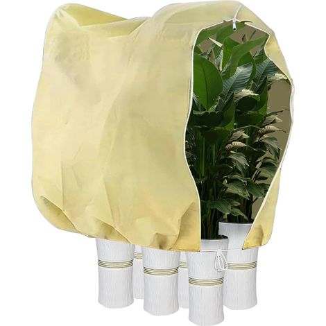 Housse Hivernage Plantes 200x240 cm Housses de Protection Contre Le Gel avec Fermeture Eclair Cordon de Serrage Couverture Végétale Protection Plantes Sac Protection Plantes Beige (1/5)