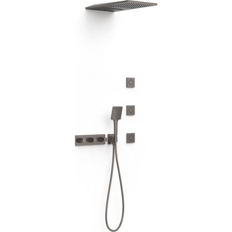 Kit robinet thermostatique encastré 4 voies pour douche B-system Graphite - TRES 30725405GR