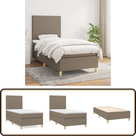 Boxspringbett mit Matratze Taupe 90x200 cm Stoff - Boxspringbett - Doppelbett - Bettenrahmen - Lattenrost - Matratze