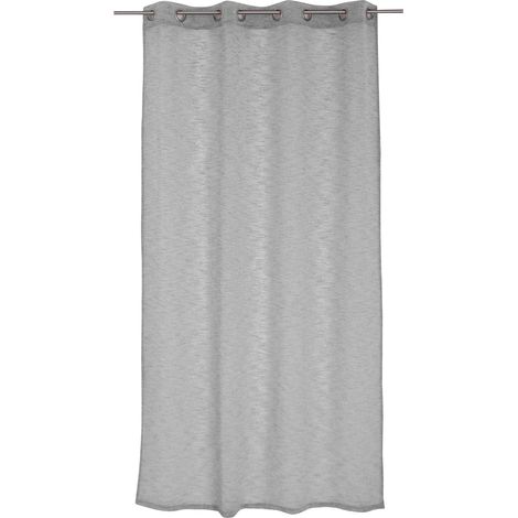 Voilage tamisant à l'aspect lin Gris Galet 140x240 cm (1/3)